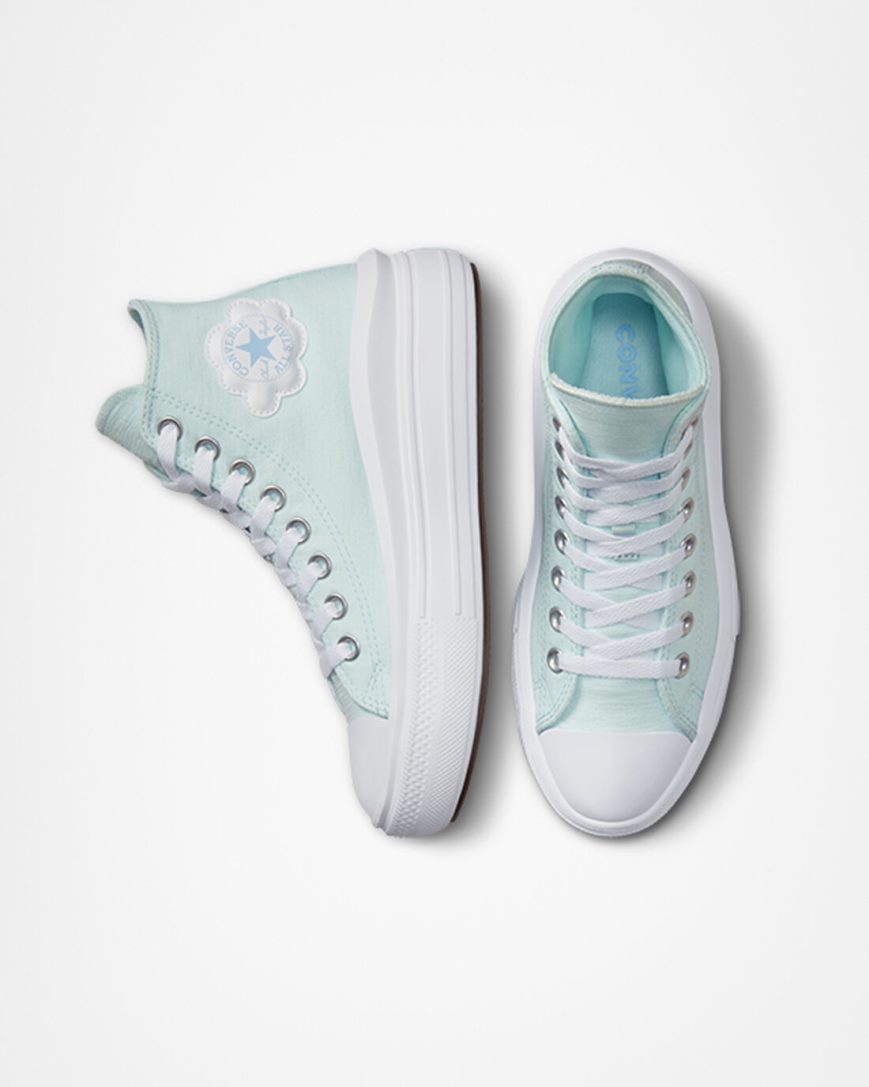 Sapatos Plataforma Converse Chuck Taylor All Star Move Cloud Patch Cano Alto Menina Azuis | PT F085031